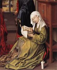 WEYDEN, Rogier van der
(b. 1400, Tournai, d. 1464, Bruxelles)
The Magdalen Reading
c. 1435
Oil, transferred from wood to mahagony, 62 x 55 cm
National Gallery, London
Rogier van der Weyden (under the French version of his name, 'Rogelet de la Past
